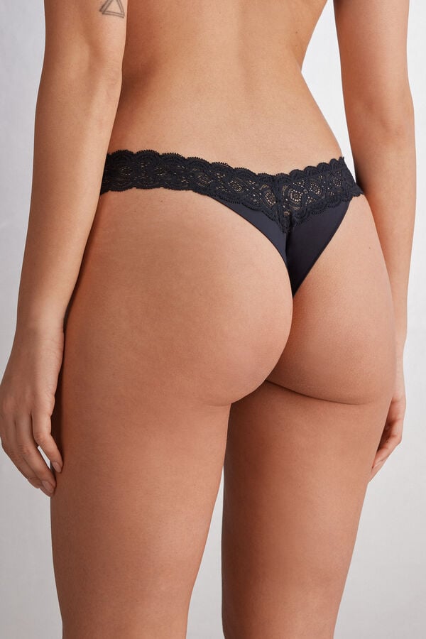 Black Intimissimi Lace And Microfiber ‘80s Stylezilian Women Briefs | nqgfN0g1