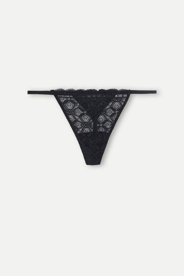 Black Intimissimi Lace String Women Thong | xYz8Ixgp