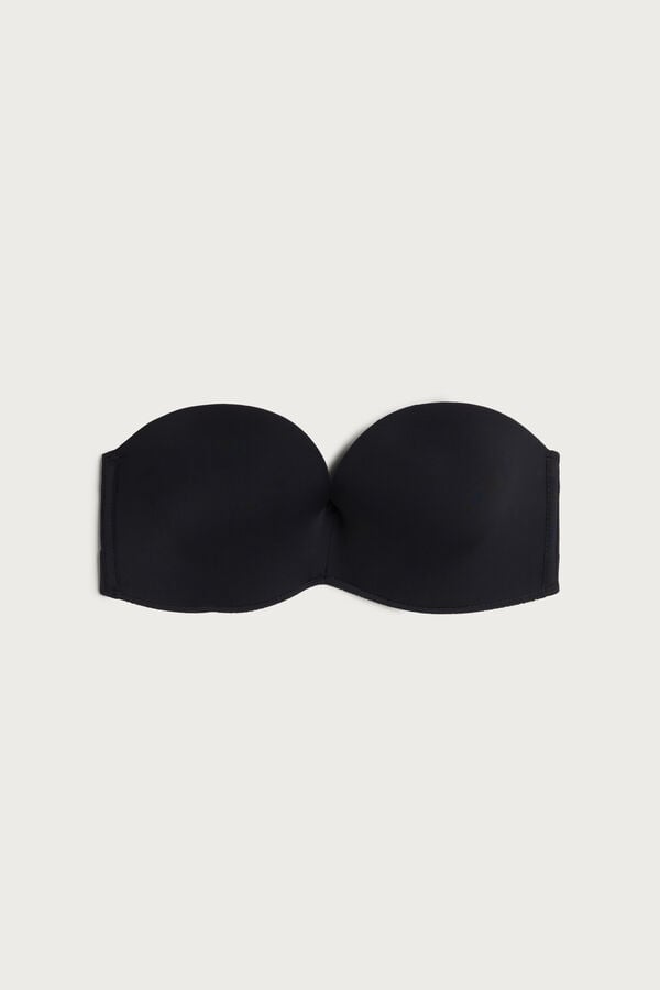 Black Intimissimi Laura Microfiber Bandeau Women Bra | QG5wZsUh