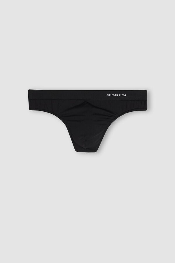 Black Intimissimi Logo Detailed Microfiber Men Thong | aC6l9gCT