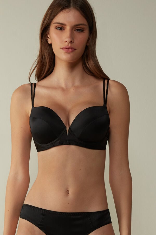 Black Intimissimi Mia Silk Super Push-Up Women Bra | 0cjAc6cY