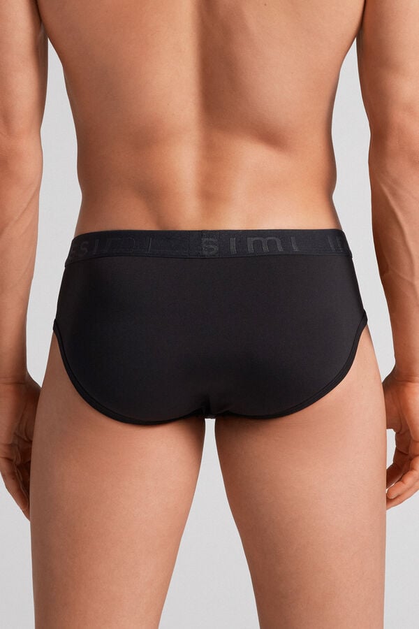 Black Intimissimi Microfiber Logo Detail Men Briefs | QlNs3Q6o