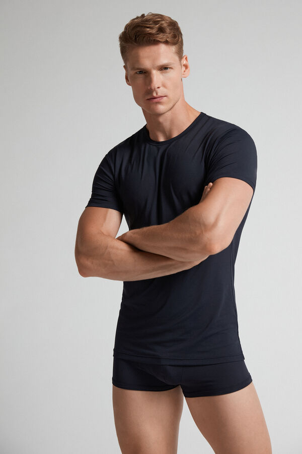 Black Intimissimi Microfiber Men T-Shirt | m4i3wSQa