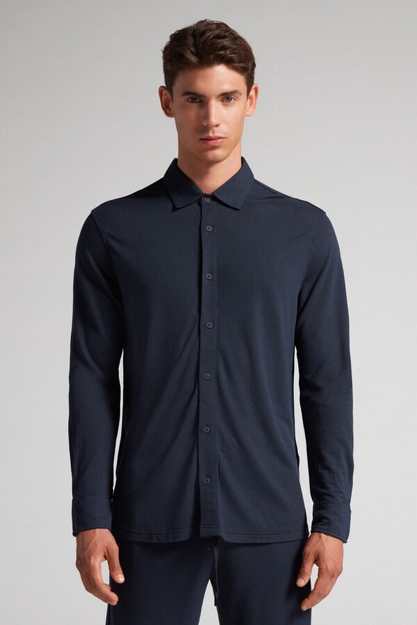 Black Intimissimi Modal And Silk Piqué Men Shirt | DYDxaA7U