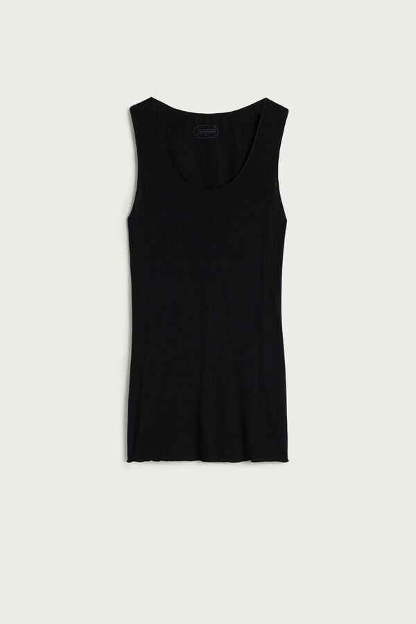 Black Intimissimi Modal Cashmere Ultralight Wide-Shoulder Women Tank Top | rrDvDF68