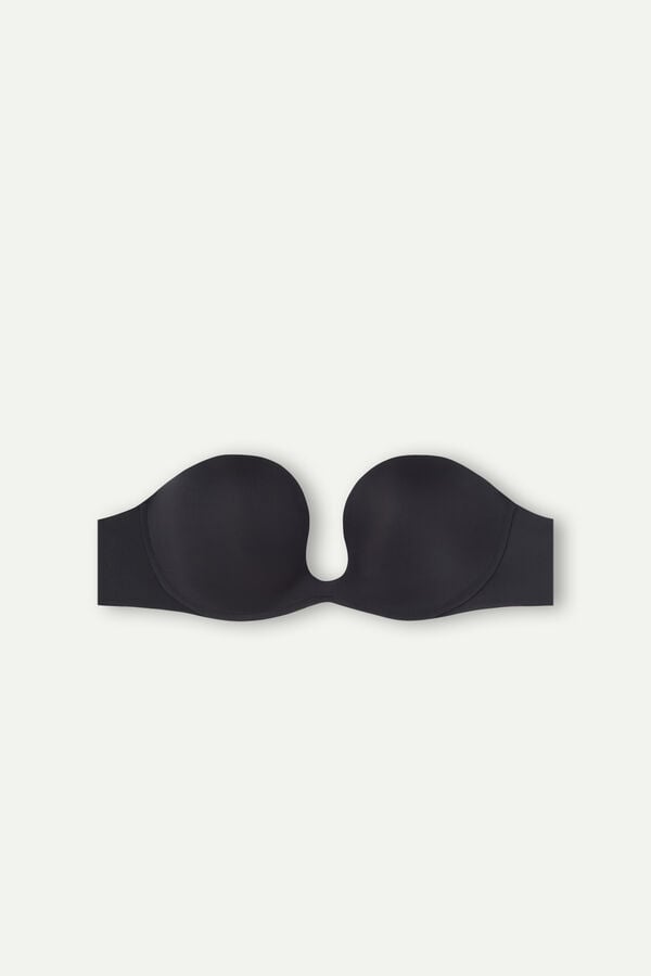 Black Intimissimi Monica Bandeau Ultralight Microfiber Women Bra | DkZmvbKb