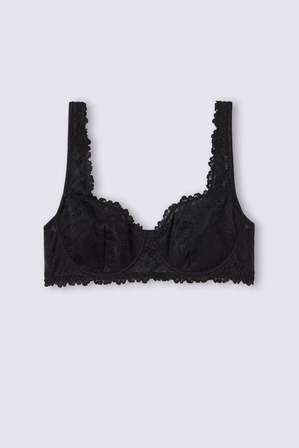 Black Intimissimi Pretty Flowers Daniela Balconette Women Bra | nwnRKxcn