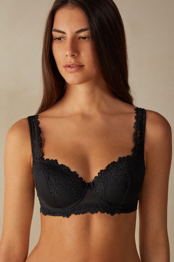 Black Intimissimi Pretty Flowers Sofia Balconette Women Bra | r6q1sTDi