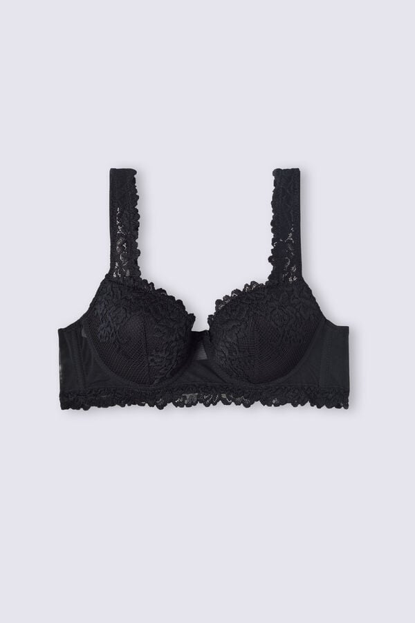 Black Intimissimi Pretty Flowers Sofia Balconette Women Bra | cDaRBBAH