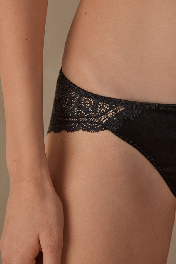 Black Intimissimi Silk And Lace Women Briefs | Hl8mDuWc