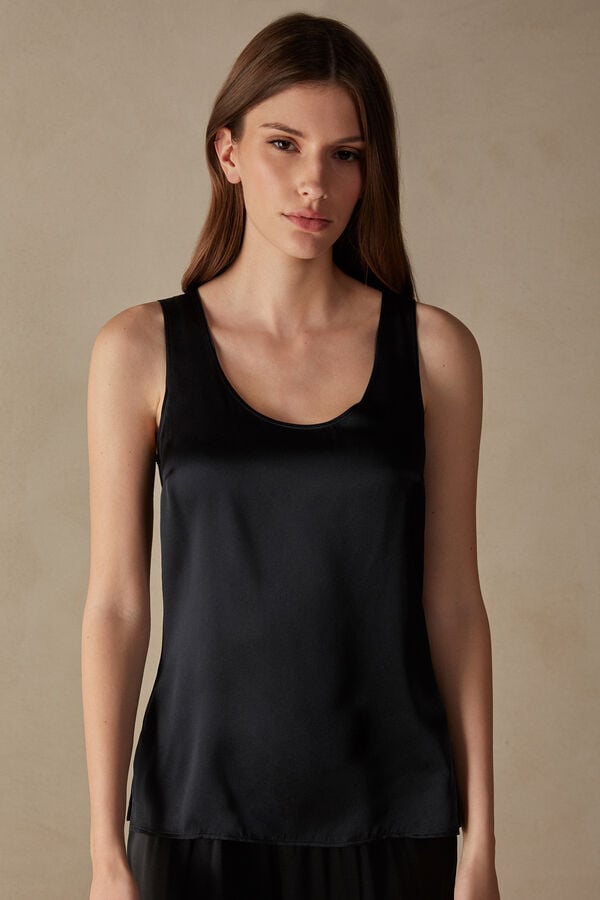 Black Intimissimi Silk And Modal Women Tank Top | 3vDfpjYa