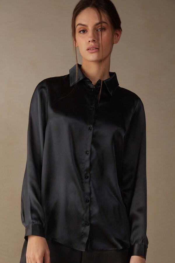 Black Intimissimi Silk Women Shirt | w9DDZqrZ