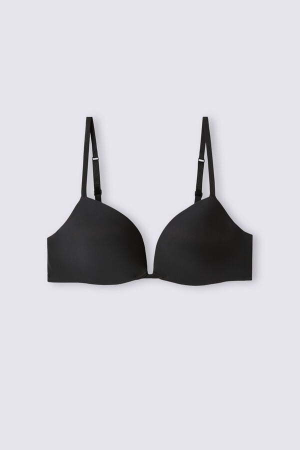 Black Intimissimi Silvia Push-Up Ultralight Microfiber Women Bra | 5aYCxKGQ