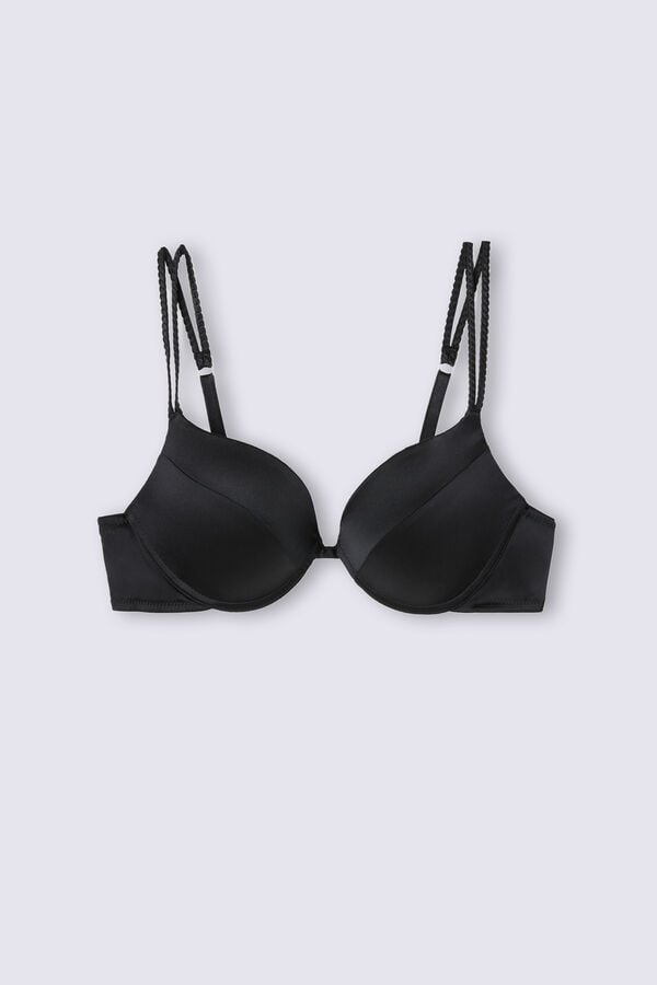 Black Intimissimi Simona Super Push-Up Silk Women Bra | 8qnSpv1k