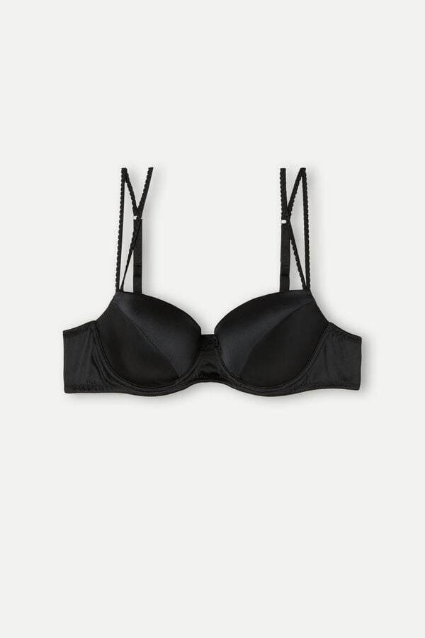 Black Intimissimi Sofia Natural Lift Balconette Silk Women Bra | hjpcvcZK