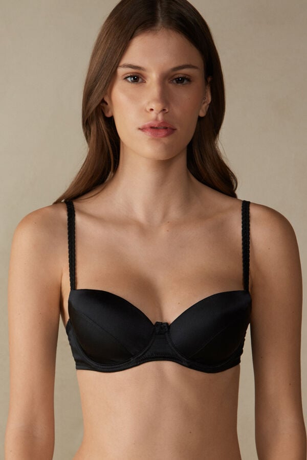 Black Intimissimi Sofia Natural Lift Balconette Silk Women Bra | hjpcvcZK