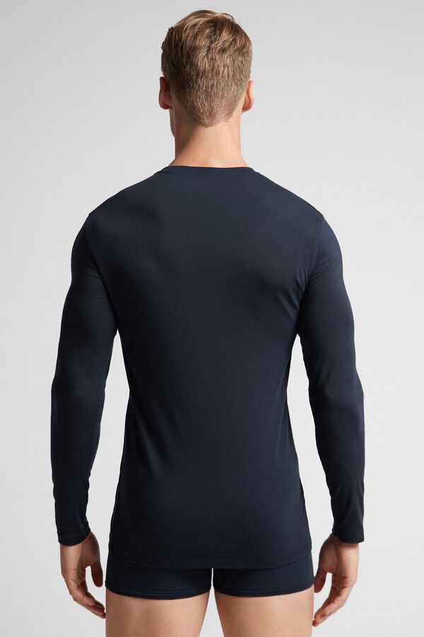 Black Intimissimi Stretch Superior Cotton Men Long Sleeve | NoWnDhma