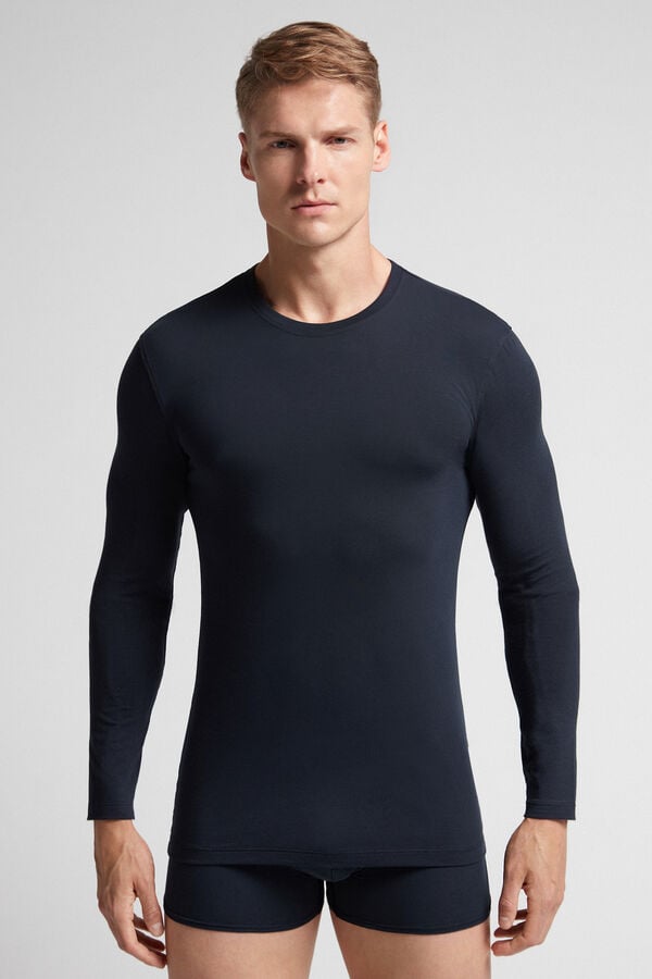 Black Intimissimi Stretch Superior Cotton Men Long Sleeve | NoWnDhma