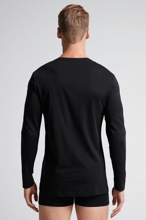 Black Intimissimi Superior Cotton Men Long Sleeve | oevCv3tk