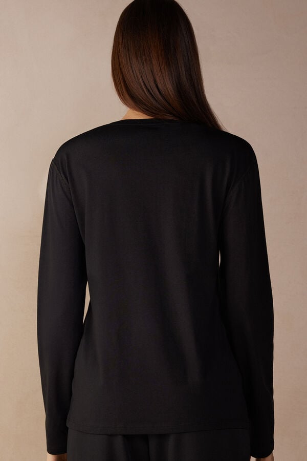 Black Intimissimi Superior Cotton Oversized Women Long Sleeve | 5J2kpwDG