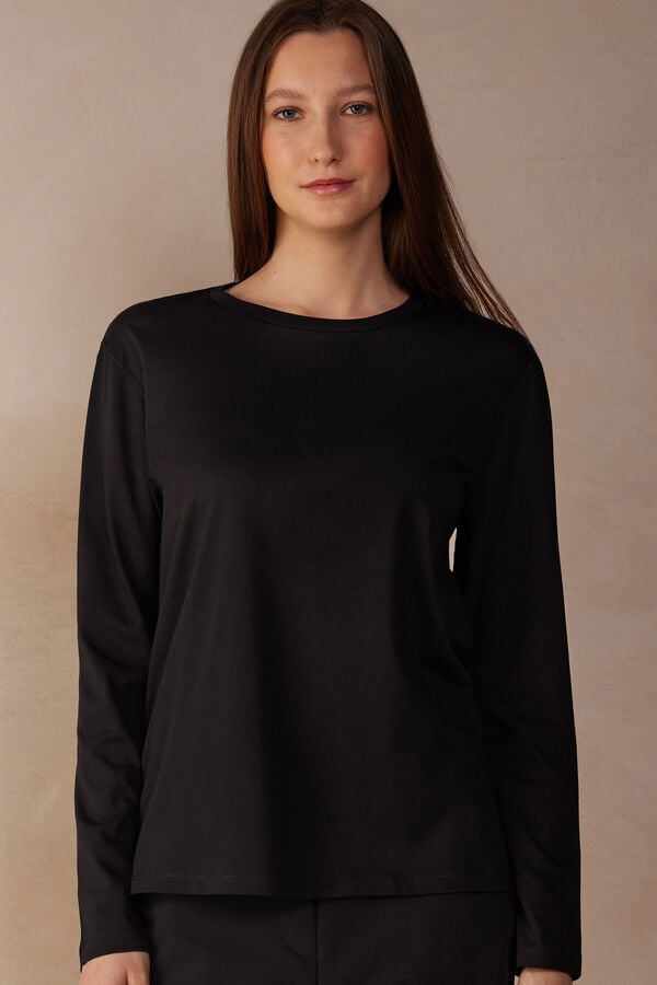 Black Intimissimi Superior Cotton Oversized Women Long Sleeve | 5J2kpwDG