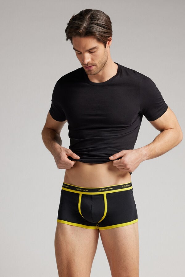 Black Intimissimi Superior Cotton With Logo Men Boxer | 29AmnegI