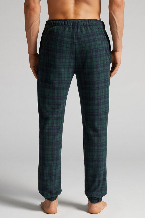 Black Intimissimi Tartan Green Patterned Tricot Full Length Men Pants | IqUNFxTW