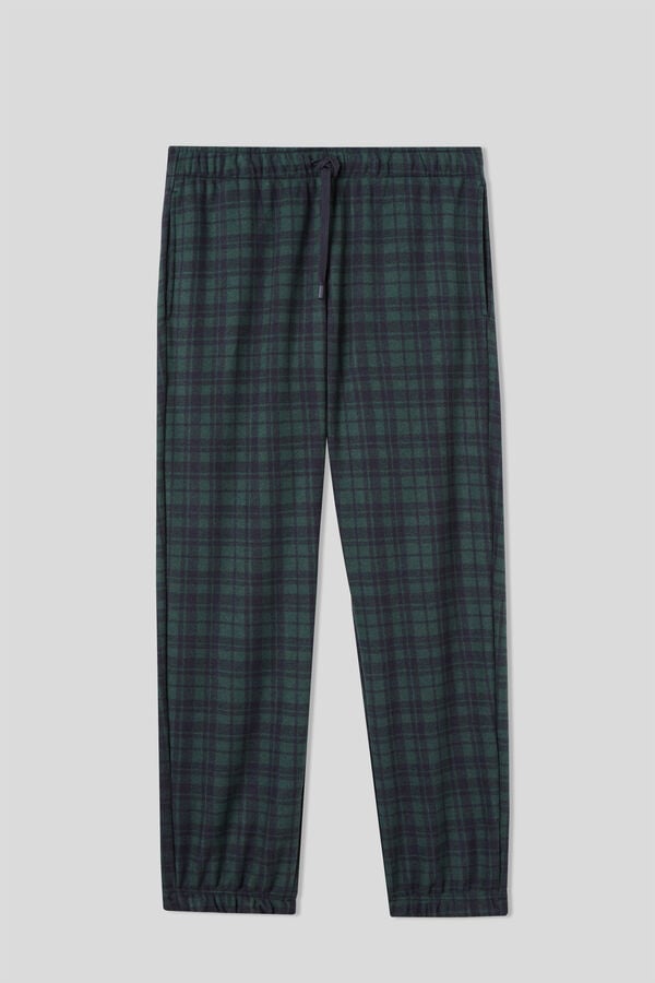 Black Intimissimi Tartan Green Patterned Tricot Full Length Men Pants | IqUNFxTW