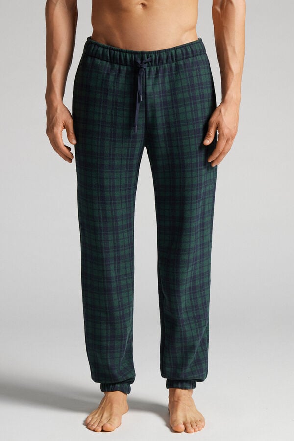 Black Intimissimi Tartan Green Patterned Tricot Full Length Men Pants | IqUNFxTW