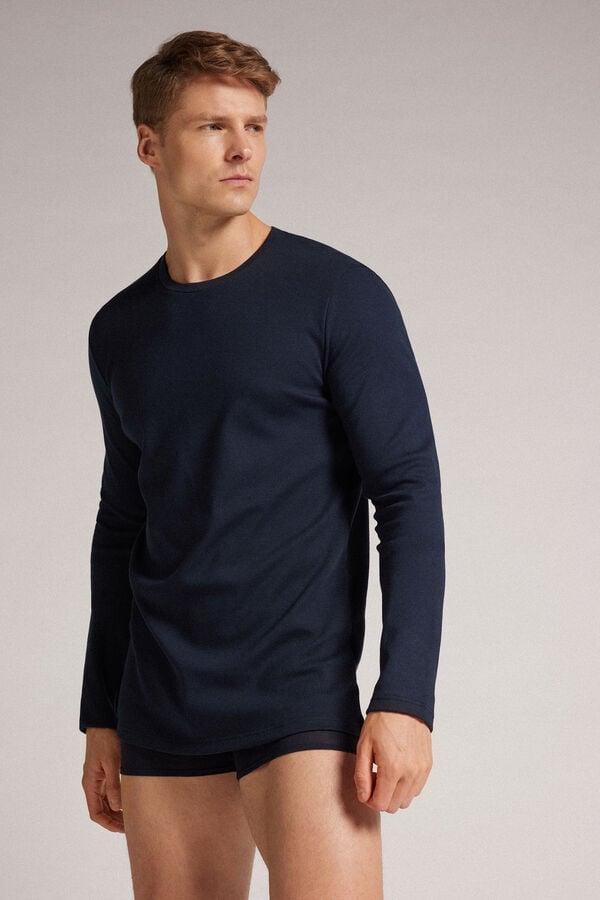 Black Intimissimi Top In Warm Cotton Men Long Sleeve | B61vZAUs