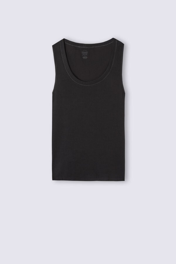 Black Intimissimi Wool Cotton Women Tank Top | wnSweURi