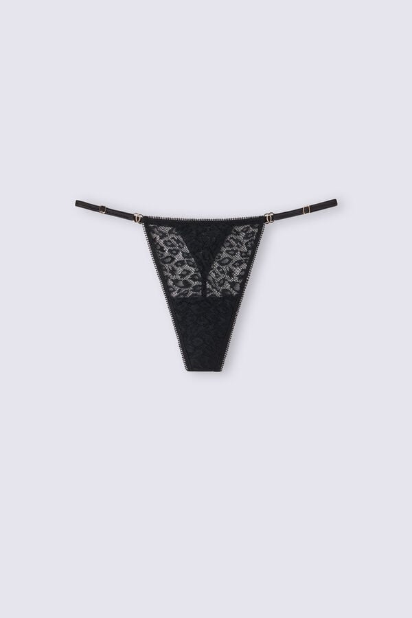 Black Intimissimi Your Wild Side String Women Thong | Yw7oyv4W