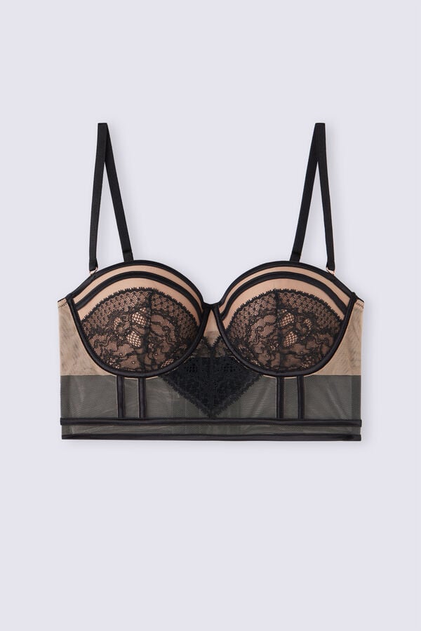 Black / Beige Intimissimi Luxury Moments Giada Bandeau Bustier Women Bra | HNTYYYBj