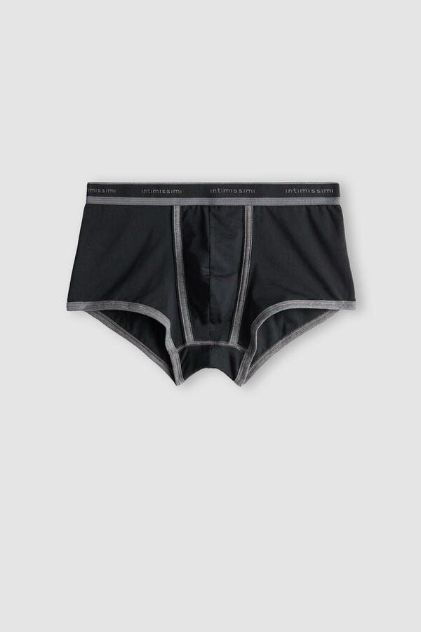 Black / Deep Grey Intimissimi Superior Cotton With Logo Men Boxer | WgHhwC9C