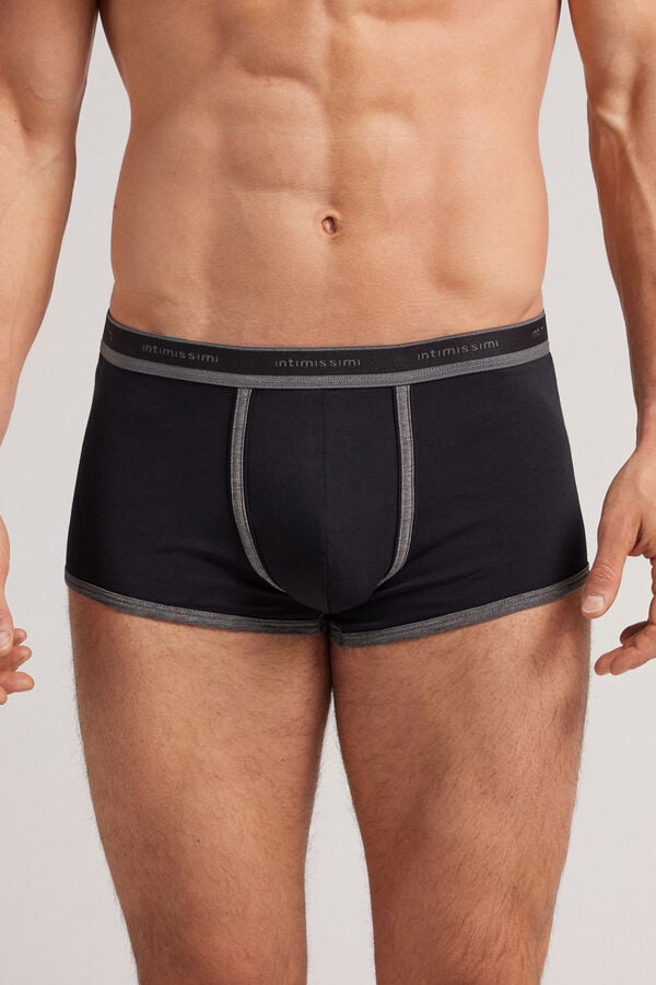 Black / Deep Grey Intimissimi Superior Cotton With Logo Men Boxer | WgHhwC9C