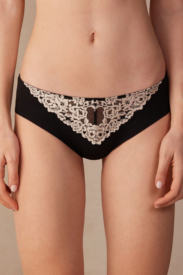 Black / White Intimissimi Pretty Flowers Seamless Cotton Women Panties | SjWhypfn