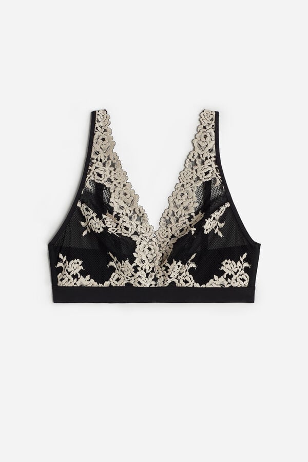 Black / White Intimissimi Pretty Flowers Lara Triangle Women Bra | GpBss1vv