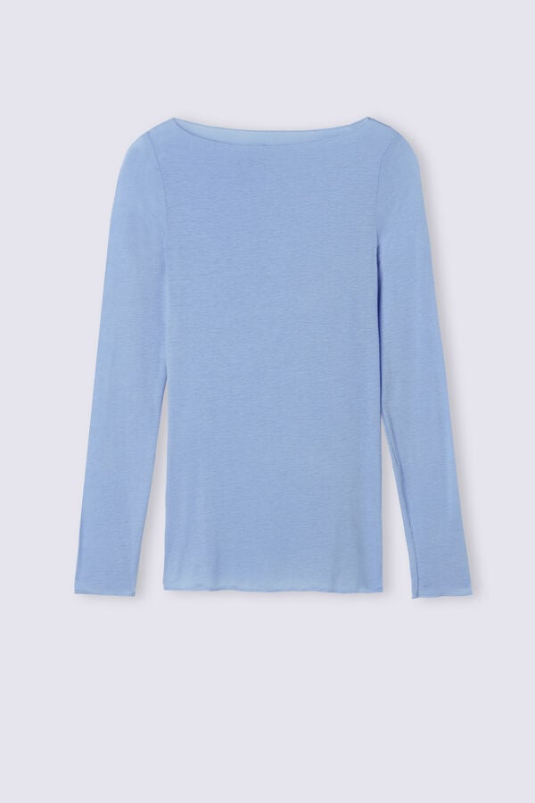 Blue Intimissimi Boat Neck Modal Cashmere Ultralight Women Long Sleeve | utNlvCGR