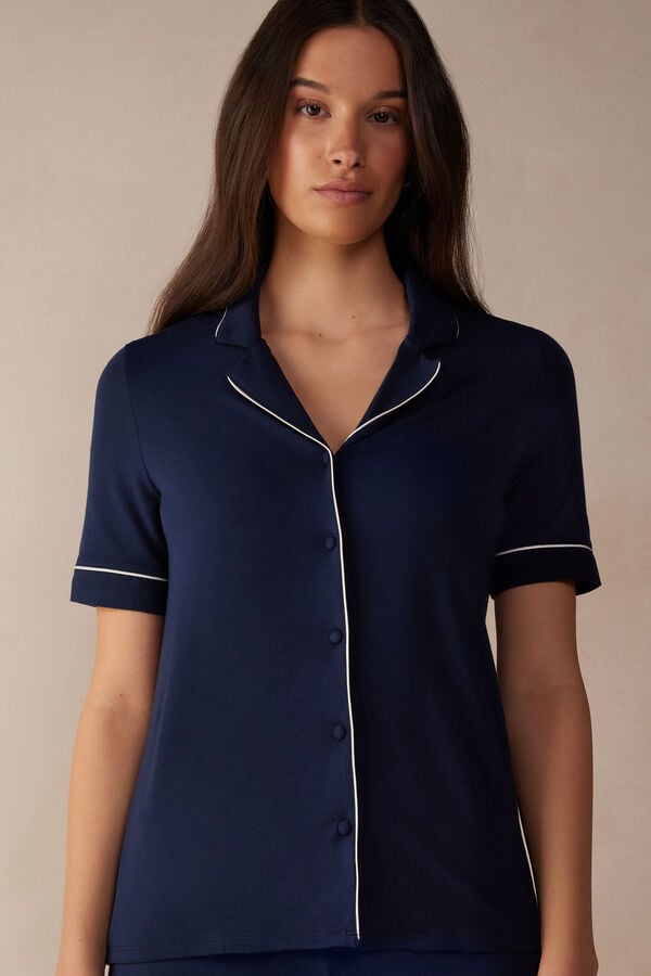 Blue Intimissimi Button Up In Modal Women Shirt | 0YwxywqX