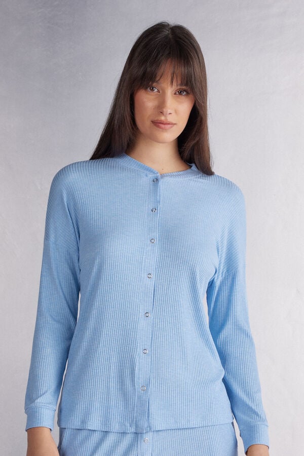 Blue Intimissimi Chic Comfort Modal Button-Up Women Pajamas | Rl6x1Kvh