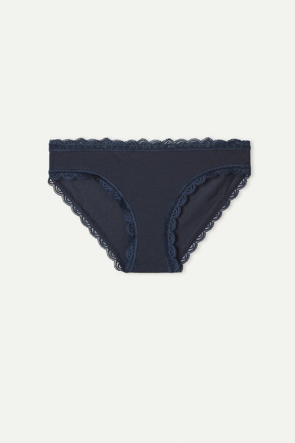 Blue Intimissimi Cotton And Lace Women Panties | HYJDKSNq