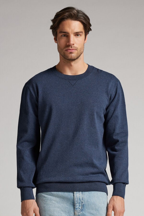 Blue Intimissimi Knit Crewneck Men Sweater | C5r9uuyA