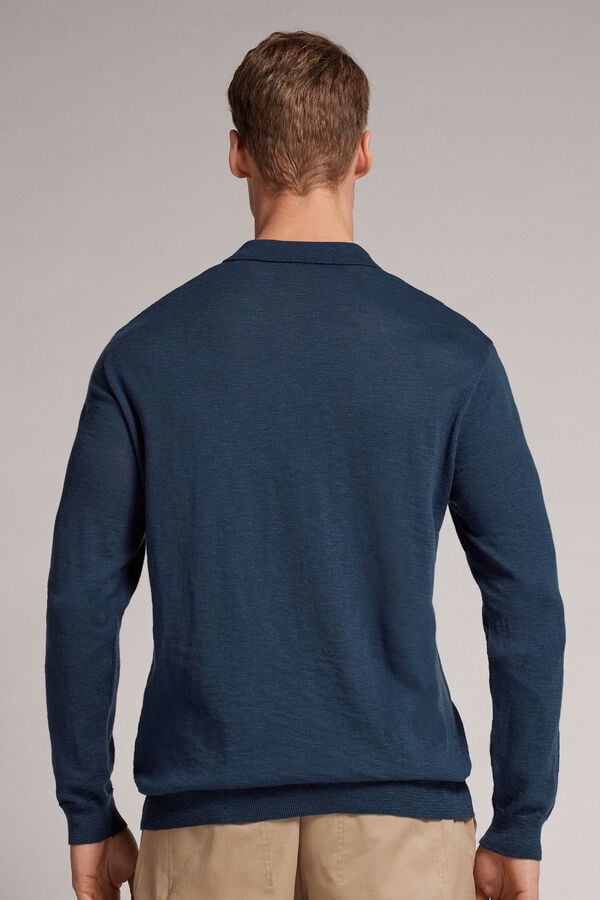 Blue Intimissimi Knit Polo Men Polo Shirt | xSFyBb1A