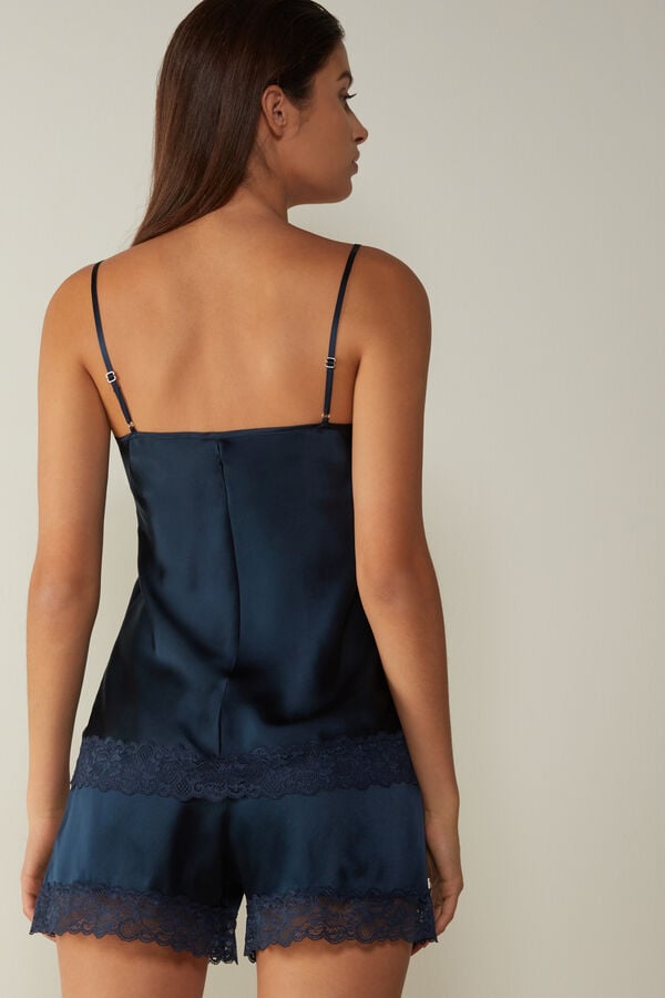 Blue Intimissimi Lace And Silk Women Tank Top | y4pZZ5rI