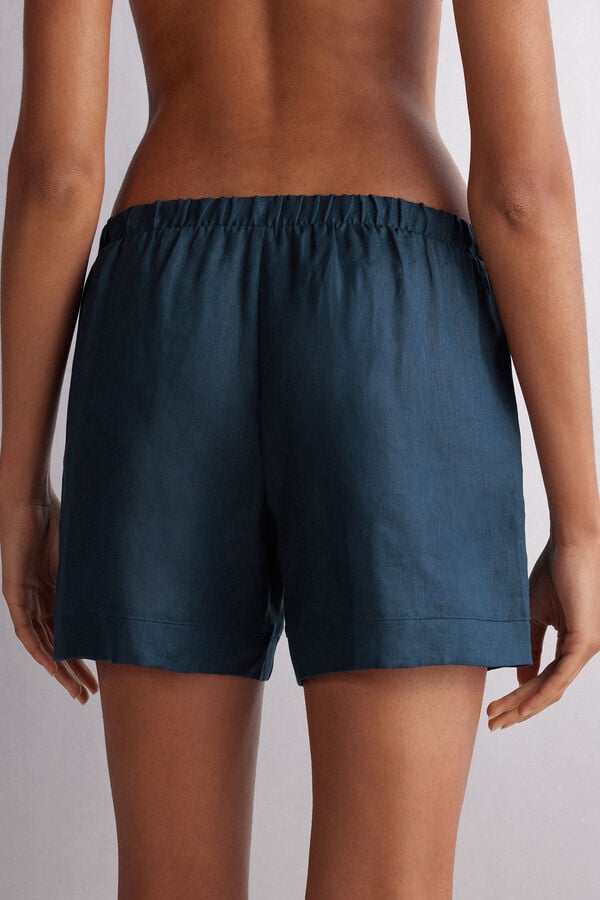 Blue Intimissimi Linen Cloth Women Shorts | B4FjC4G6