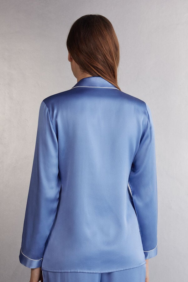 Blue Intimissimi Mannish-Cut In Silk Satin Women Jacket | 48HYUf4Q