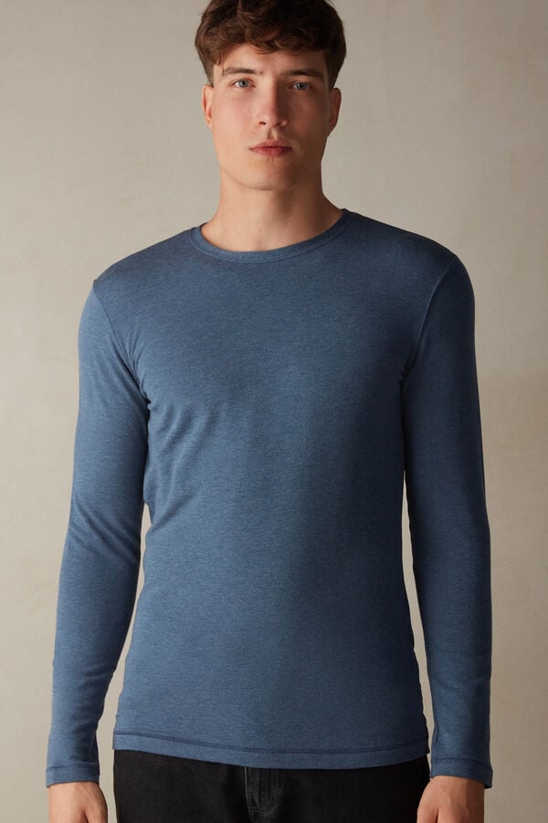 Blue Intimissimi Modal-Cashmere Men Long Sleeve | GfeyHIFF