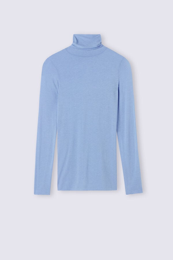 Blue Intimissimi Modal Cashmere Ultralight High-Neck Women Long Sleeve | WQAX4mt0