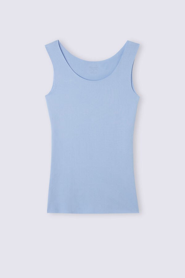 Blue Intimissimi Raw Edge Round Neck Cotton Women Tank Top | uU2xD3FU