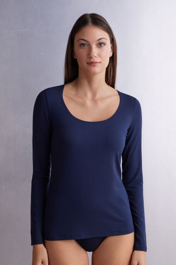 Blue Intimissimi Scoop Neck In Micro-Modal Women Long Sleeve | Y7wSYCQA